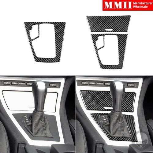 1Pcs For BMW X3 E83 2004-2010 Gear Panel Cover Sticker Real Carbon Fiber Car Interior Styling Decoration Accessories Black
