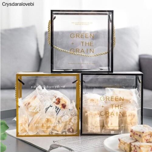 10pcs Transparent Portable Box Wedding Birthday Party Baby Shower Baking Cookies Cake Boxes And Packaging Decoration