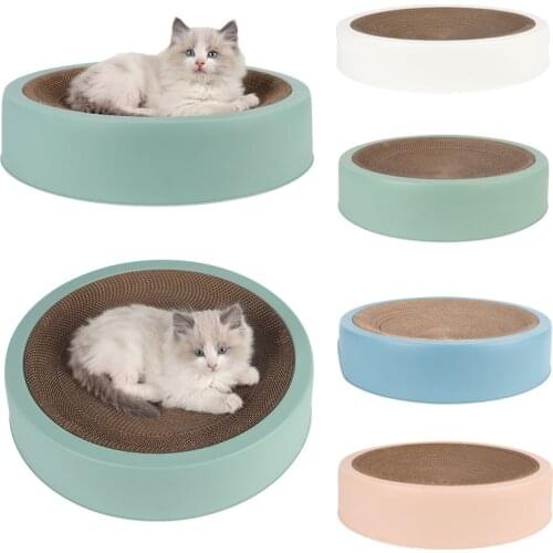 2 in 1 Cat Scratcher Board Scratching Post Mat Toy Round Soft Bed Kitten Corrugated Cardboard Scratch Pad Claws Care Cat House