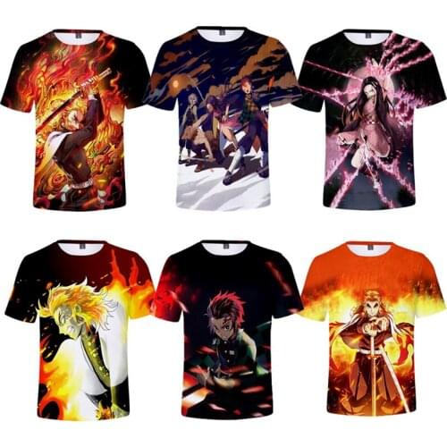 Anime Demon Slayer T Shirts Fashion New Summer Male Short Sleeve T-shirt Casual 3D Print O Neck Tshirt for Kids100-160