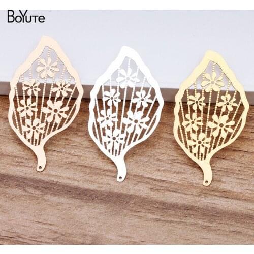 BoYuTe (10 Pieces/Lot) Metal Brass Corrosion Sheet 56*30MM Flower Pendant Diy Hand Made Jewelry Accessories Wholesale