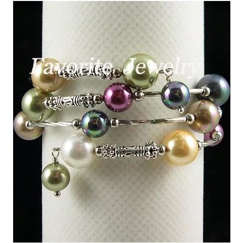 New Arrival Pearl Bracelet Triple Row 8-10mm Rainbow Color Mother Of Pearl Wrap Bracelet Handmade Fine Jewelry Perfect Women Gif