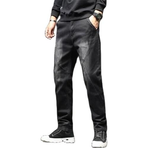 Plus Size 42 Jeans Mens Baggy Cowboy Pants Hip Hop Tide Spring Autumn Denim Trousers Casual Mens Black Jean Pants Men Clothing