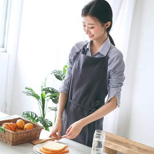 Cotton and linen apron home fashion Japanese fabric breathable cotton cute kitchen slim long sweet princess dream
