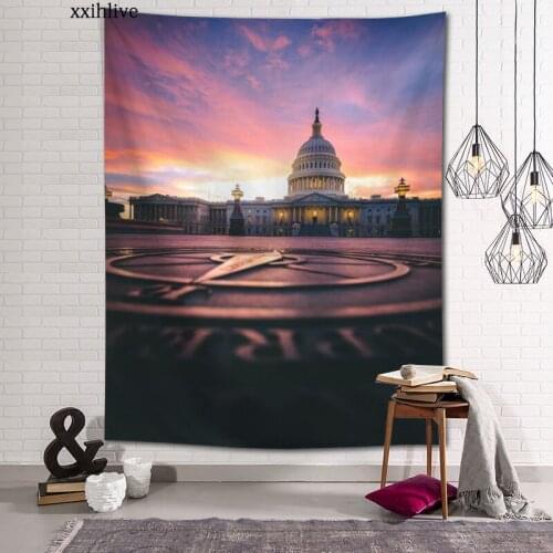 Custom Tapestry United States Capitol Printed Large Wall Tapestries Hippie Wall Hanging Bohemian Wall Art Decoration Room Decor