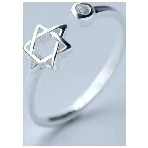 Hot Sale Silver Color David Star Rings Wedding Ring For Women Crystal Rings