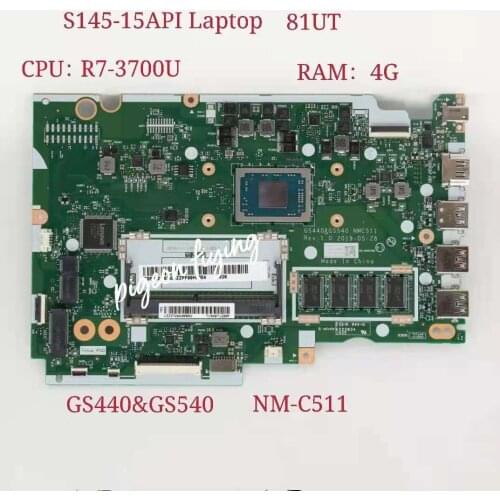 GS440&GS540 NM-C511 for Lenovo Ideapad S145-15API Laptop Motherboard 81UT CPU:R7-3700U UAM RAM:4G FRU5B20S42800 5B20S42801