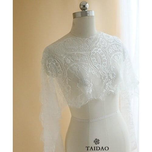 Exquisite european eyelash openwork mesh fabric L514 wedding dress dress lace ivory white lace fabric