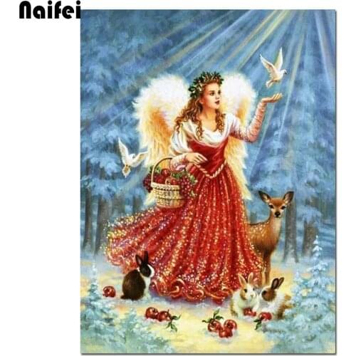 Full Square round Drill Diamond Painting Christmas angel 5d DIY Diamond Embroidery Child Cartoon Picture Of Rhinestone Decor