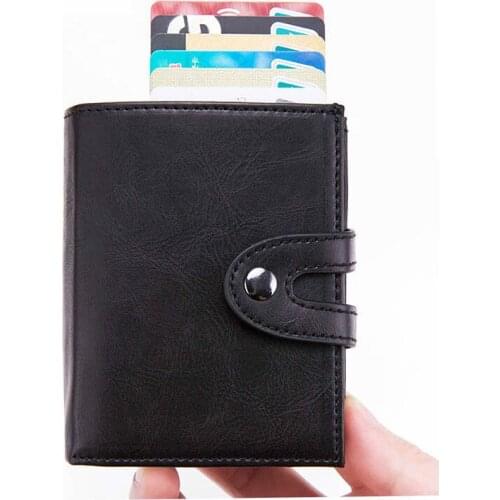BISI GORO Big Credit Card Holder Carbon Fiber Purse Anti-Magnetic Short Wallet RFID Blocking Mini Pop Up Security Case Coin Bag