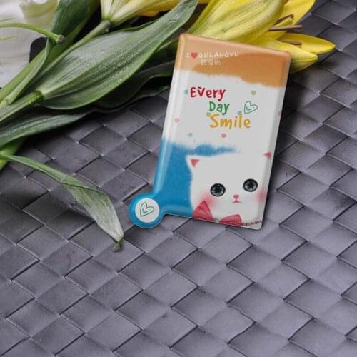 CSHOU160 Cosmetic Stainless Steel Unbreakable Makeup Mirror Shatter-Proof Portable Travel PU Leather Sleeve Pocket Card Mirror