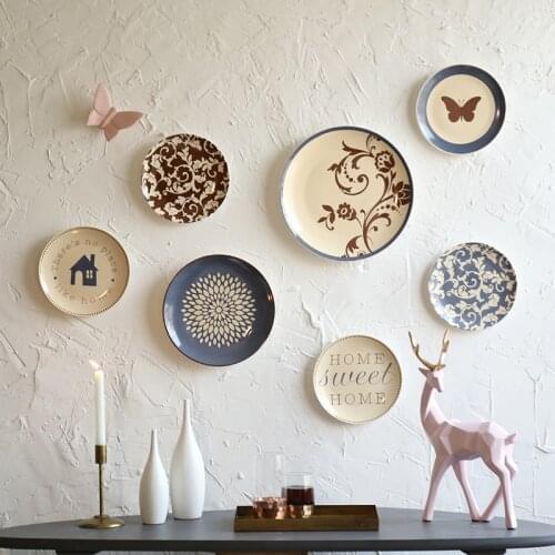 Creative wall Ceramic hanging plate wall decorative dish Home decor crafts hanging room decoration