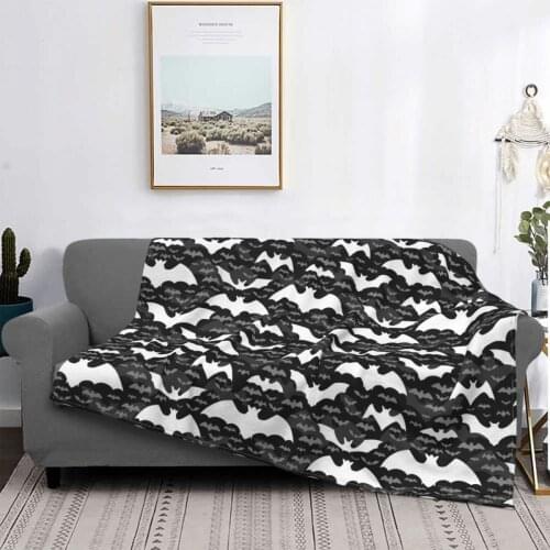 Bat Halloween Pattern With Flying Bats Blanket Flannel Printed Animal Portable Ultra-Soft Throw Blankets for Home Car Bedspread