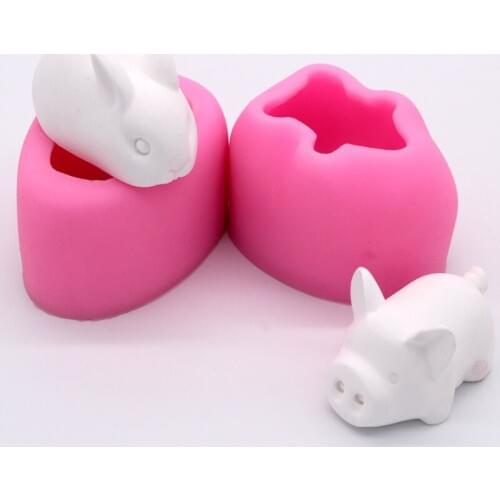 Small Rabbit/Pig Mousse Cake Silicone Mold Cookie Ice Cream Fondant Molds Candy Chocolate Pudding Mould Cake Decoration Tools