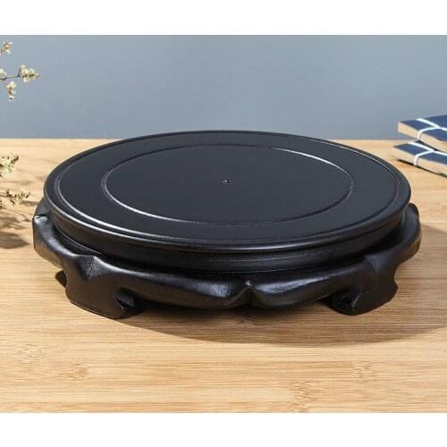 10-32cm Diameter Matte Black Wooden Base Non Rotating Base Stone Pot Flower Vase Aquarium Wine Rack Base