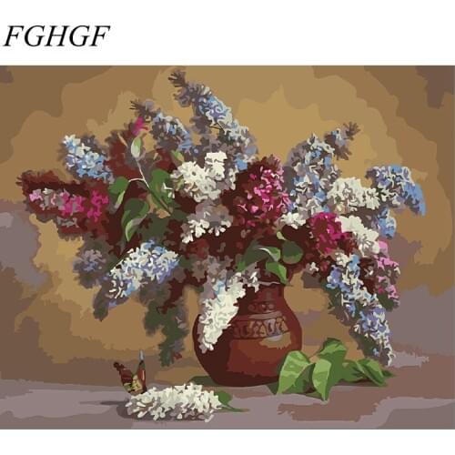 FGHGF Frameless Flower DIY Digital Oil Painting By Numbers On Canvas Coloring Home Wall Decor 40cm x 50cm