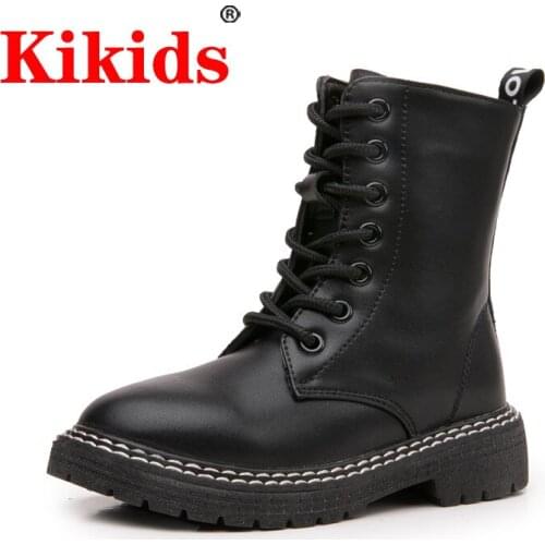 Kikids NEW 2020 Girls Leather Boots Boys Shoes Spring Autumn PU Leather Child Boots Fashion Toddler Kid Boots Warm Winter Boots