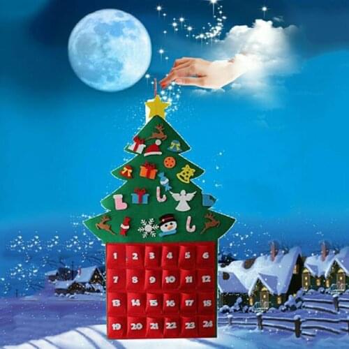 New DIY Felt Christmas Advent Calendar Xmas Tree New Year Gifts Kids Toys Wall Hanging Ornament Xmas Decoration For Home