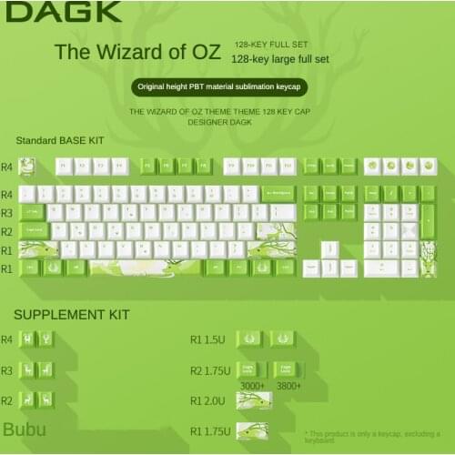 The Wizard of Oz theme personalized mechanical keyboard keycaps green 128 keys PBT sublimation 68/84/96/98/108 keys