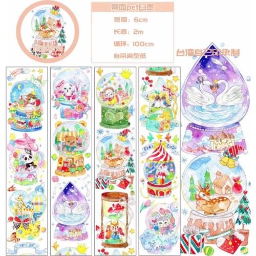 Lovely Crystal Bear and Panda Clear PET Tape for Card Making Bullet Journal DIY Scrapbooking Label Sticker