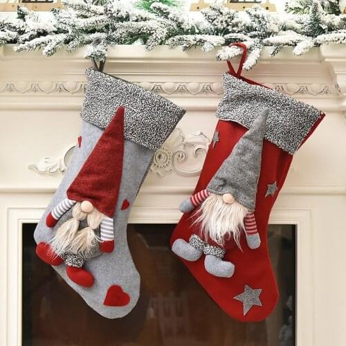 Christmas Sock Large Stockings Faceless Doll Socks Gift Bag Christmas Candy Bag Xmas Sock Fireplace Christmas Tree Decoration