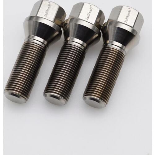 Silver M14*1.25*35 cone seat Gr5 titanium wheel bolt for B M W