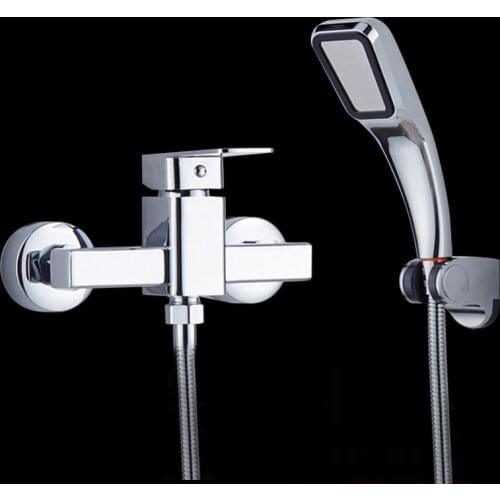 Bathroom shower faucet contemporary single handle shower system wall mounted chrome plated cold hot water mixer
