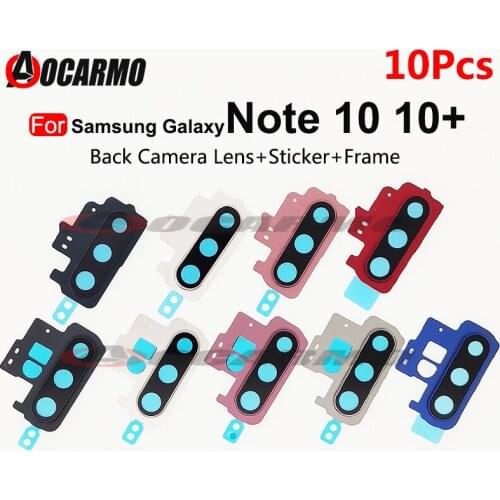 10Pcs For Samsung Galaxy Note 10 Plus 10+ Back Camera Lens Ring With Frame and Sticker Replacement Parts