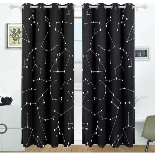 Constellations Curtains Drapes Panels Darkening Blackout Grommet Room Divider for Patio Window Sliding Glass Door 55x84 Inches