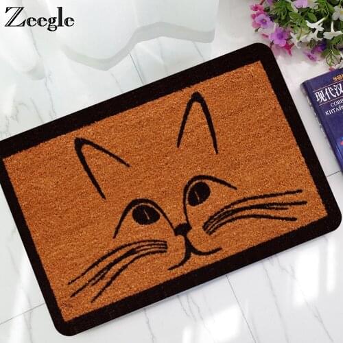Zeegle Welcome Mats Cat Carpet Doormat Outdoor Anti-slip Kitchen Rug Rubber Bathroom Floor Mats Bedroom Carpet Toilet Rugs