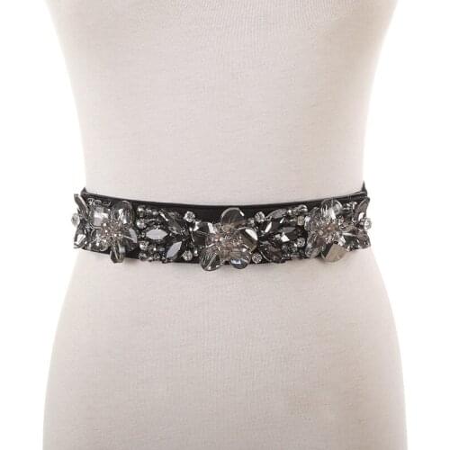 Crystal Belts for Woman Elastic Black Gold Waist Belts Rhinestone Luxury Ladies Woman Belts Evening Dress Accesorios