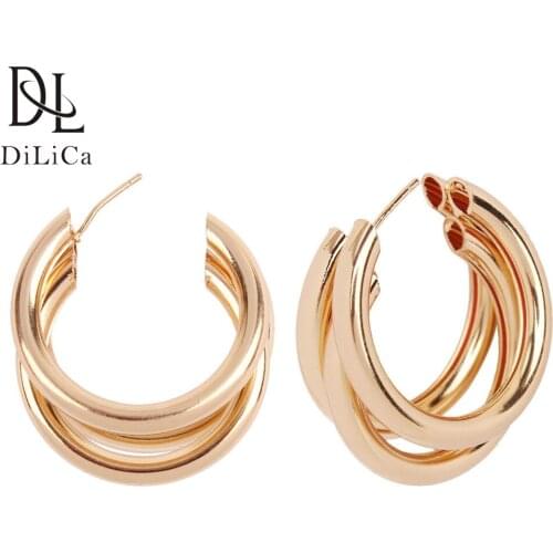 DiLiCa Fashion Metal Earrings Hooks Women Gold Color Dangle Earrings Jewelry Female 2020 Earring Pendientes de moda