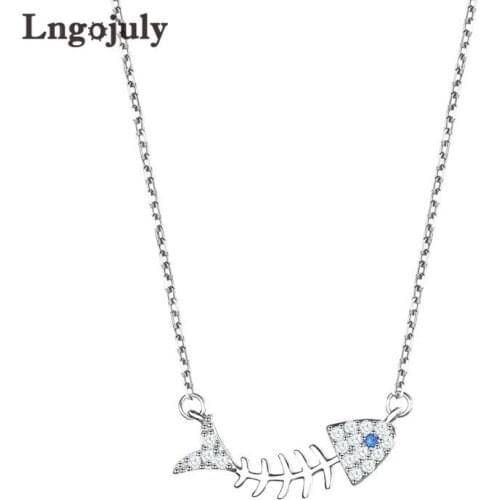 Pure 925 Sterling Silver Fine Jewelry Fish Pendant Necklace For Women Bride Romantic Wedding Party Solid Silver 925 Jewelry Gift