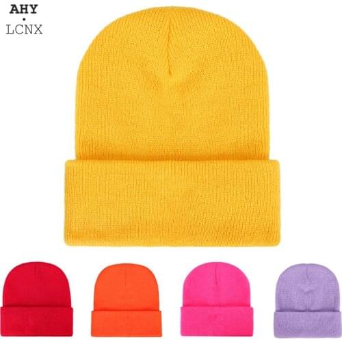 Winter Hats For Woman New Beanies Knitted Fluorescent Hat Girls Autumn Female Beanie Caps Warmer Bonnet Lady Casual Hat For Man
