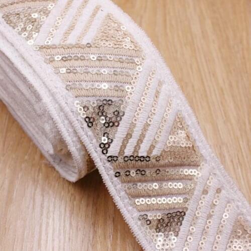1Yards/Lot Sequins Lace Trim Mesh Embroidered sequin Lace Ribbon Clothing Accessories Decoration Wedding Lace Fabric Material