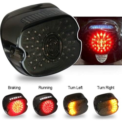 1 pcs LED Tail Light LED Brake Turn Signal Rear Light Low Profile Smoked Tail Lights Compatible with-Harley-Dyna-Sportster