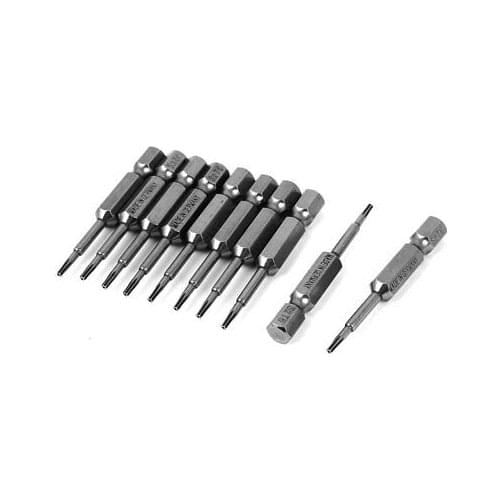 1/4" Hex Shank 50mm Long T6 Magnetic Torx Security Screwdriver Bit 10pcs