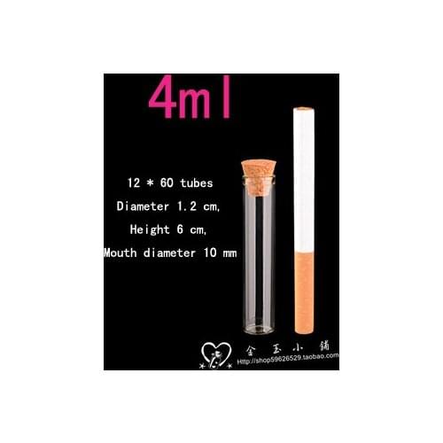 100pcs Capacity 4ml (12*60mm) 100pcs/lot glass tube Wishing bottle with cork ,empty 4 ml mini glass bottles with corks