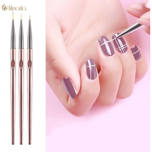 3Pcs/Set Champagne Nail Art Liner Brush Eye Liner Painting Brush Pen Gel Brush Manicure Tool Drawing Pen Point Nail Design Pen