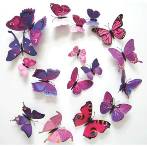 12pcs/lot 3D PVC Wall Stickers Magnet Butterflies DIY Wall Sticker Home Decor Poster Kids Rooms Wall Decoration