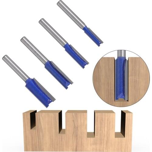 4pcs 1/4'' Shank Planer Drill Professional Slotted Straight Router Bit Milling Cutter Trimming Knife Carpentry Tool Accessories