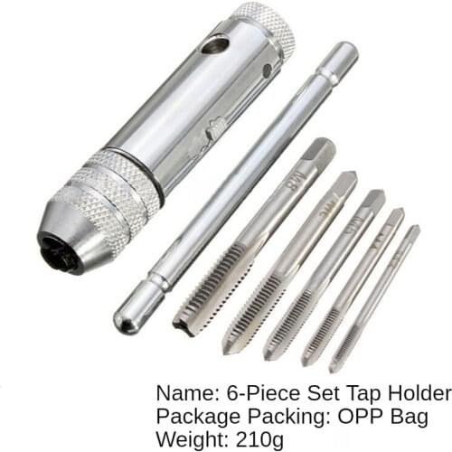 5Pcs/set M1-M6 Tap Twister Set T-Handle Ratchet Tap Wrench Machine Screw Thread Adjustable Ratchet Tap Twister Tool