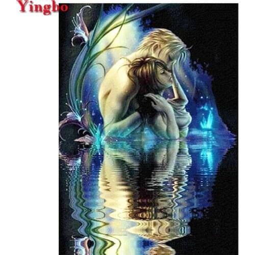 Full square round drill 5D DIY diamond painting Mermaid Couple, scenery, abstract embroidery beaded cross stitch home decor