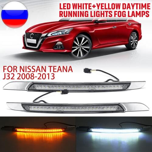 1 Pair 12V Car Front LED Drl Daytime Running light For Nissan Teana J32 2008 2009 2010-2013 Fog Driving Lamp Turn Signal Styling