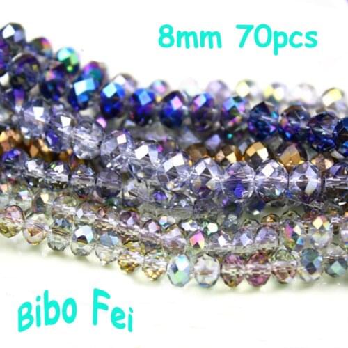Free shipping multi color 8mm 70PCS Glass Czech crystal beads, wheel beads,transit beads,bracelet necklace Jewelry Making DIY