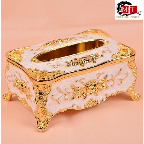 Activity Full Reduction Large High-grade Gold Zinc Alloy Tissue Box Alloy Paper Box Napkin Box for Household Cars Tissue Boxes