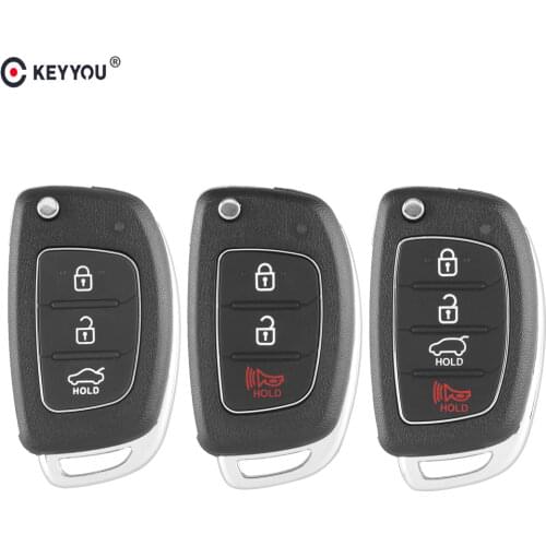 KEYYOU Remote Key Fob 3/4 Buttons Car Key Shell Case Flip Floding For Hyundai ELANTRA New Verna IX35 IX45 Fe HB20 Solaris Key