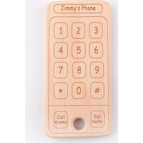 Beech Wooden Mobile Phone With Digital Helpful Intelligence Food Grade 10pcs BPA Free Sensory Can Chew Activity Gym Toys Teether