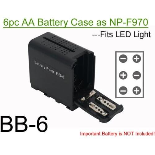 FALCON EYES 6pcs AA Battery Case Pack Power as NP-F970 for LED VIDEO LIGHT Panels or Monitor YN300 II,DV-160V