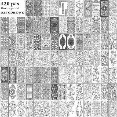 420pcs Decorative panel design CAD 2D vector drawing Dxf/Dwg file CNC Vector DXF Plasma Router Laser Cut DXF-CDR Files dxf/cdr